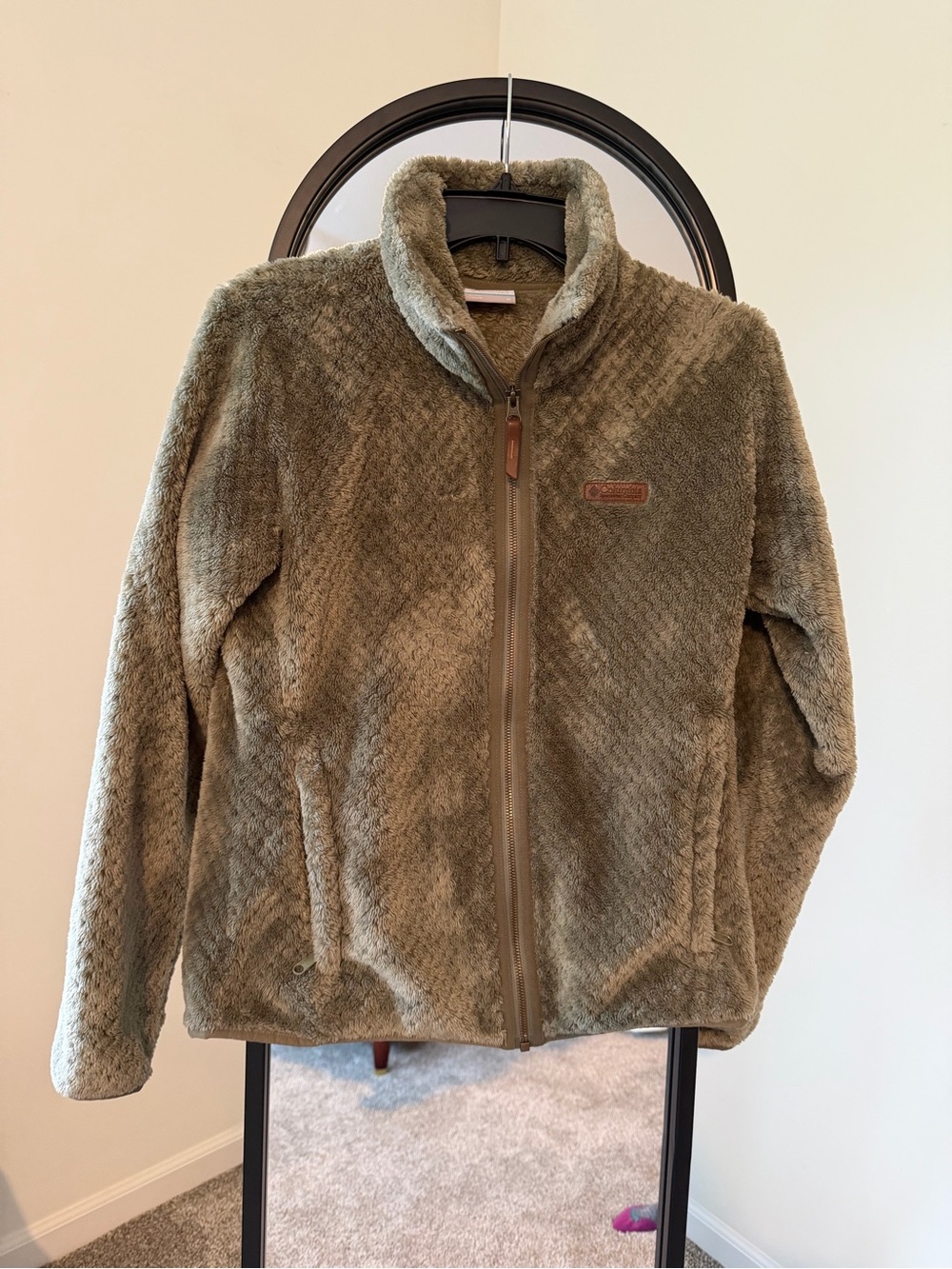 Cozy Olive Green Womens Plush Zip Jacket